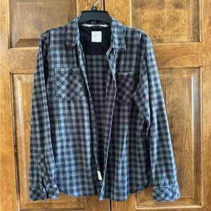 NUCO Black/Grey Small Check Plaid Shirt - Men's Size Medium